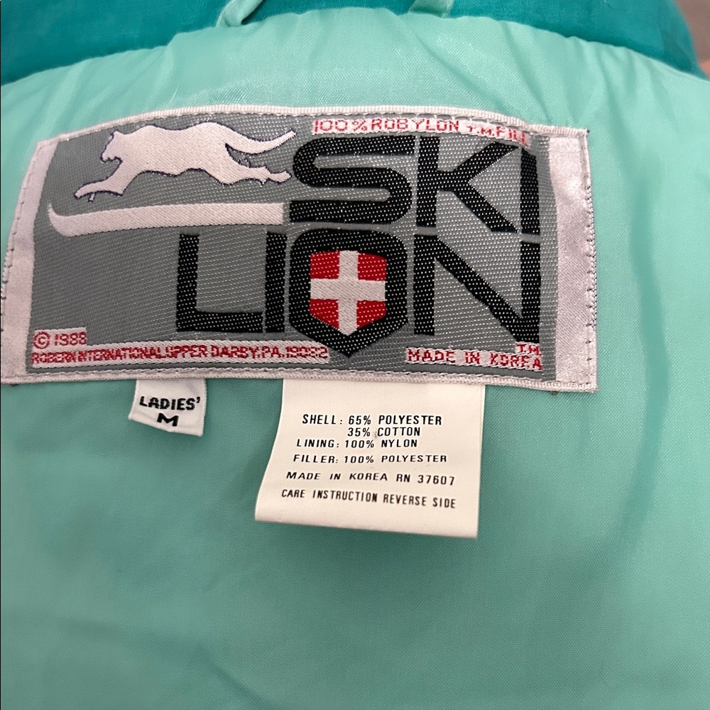 Ski Lion Women’s Mint and Teal 1980’s Ski Jacket - Picture 6 of 7